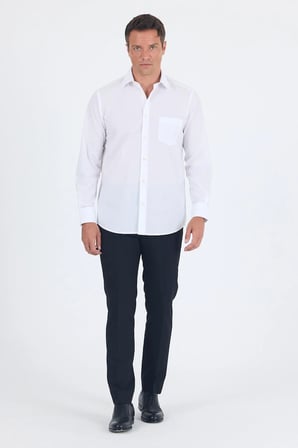 Beyaz Uzun Kol Pamuklu Basic Comfort Fit Gömlek 1004250002