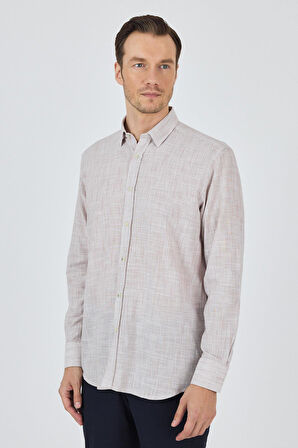 Kahverengi Uzun Kol Cepsiz Pamuk Casual Comfort Fit Gömlek 1004250127