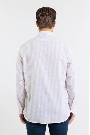 Bej Kısalabilir Kol Cepsiz Pamuk Casual Comfort Fit Gömlek 1004250128