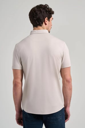 Taş Rengi Kısa Kol Düz Örme İtalyan Yaka Cepsiz Pamuklu Classic Slim Fit Gömlek 1004250156