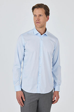 Uzun Kol Düz Bez Ayağı Sert Yaka Cepsiz Pamuklu Classic Slim Fit Gömlek 1004250160