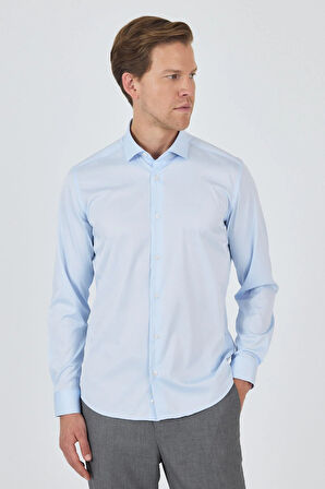 Uzun Kol Düz Bez Ayağı Sert Yaka Cepsiz Pamuklu Classic Slim Fit Gömlek 1004250160