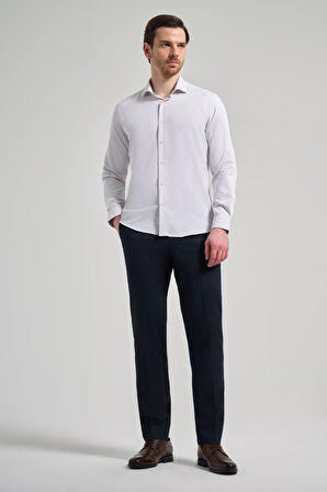 Uzun Kol Desenli Armürlü İtalyan Yaka Cepsiz Pamuklu Classic Slim Fit Gömlek 1004250161
