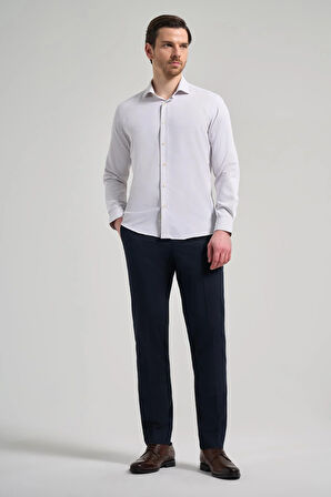 Uzun Kol Desenli Armürlü İtalyan Yaka Cepsiz Pamuklu Classic Slim Fit Gömlek 1004250161
