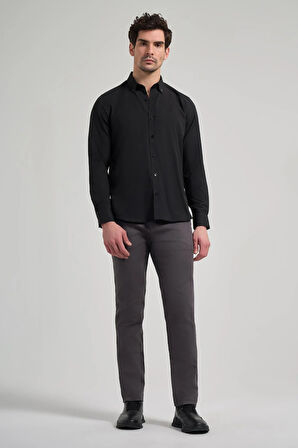 Uzun Kol Düz Oxford Düğmeli Yaka Cepsiz Pamuklu Classic Slim Fit Gömlek 1004250168
