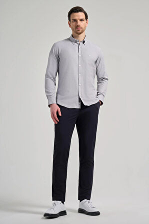 Uzun Kol Düz Oxford Düğmeli Yaka Cepsiz Pamuklu Classic Slim Fit Gömlek 1004250168