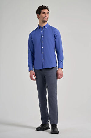 Uzun Kol Düz Oxford Düğmeli Yaka Cepsiz Pamuklu Classic Slim Fit Gömlek 1004250168