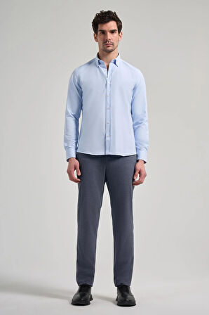 Uzun Kol Düz Oxford Düğmeli Yaka Cepsiz Pamuklu Classic Slim Fit Gömlek 1004250168