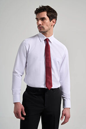 Uzun Kol Desenli Armürlü Sert Yaka cepli Pamuklu Classic Comfort Fit Gömlek 1004250171
