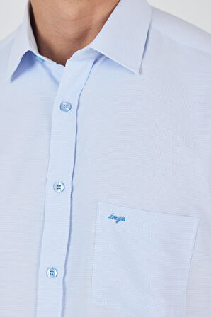 Uzun Kol Desenli Armürlü Sert Yaka cepli Pamuklu Classic Comfort Fit Gömlek 1004250174