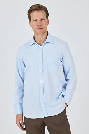 Uzun Kol Desenli Armürlü Sert Yaka cepli Pamuklu Classic Comfort Fit Gömlek 1004250178