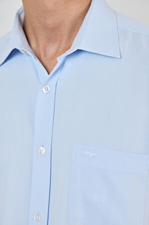 Uzun Kol Desenli Armürlü Sert Yaka cepli Pamuklu Classic Comfort Fit Gömlek 1004250178