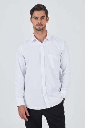Uzun Kol Desenli Armürlü Sert Yaka cepli Pamuklu Classic Comfort Fit Gömlek 1004250178