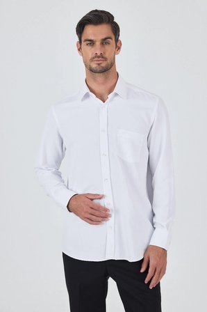 Uzun Kol Desenli Armürlü Sert Yaka cepli Pamuklu Classic Comfort Fit Gömlek 1004250178