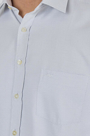 Uzun Kol Desenli Armürlü Sert Yaka cepli Pamuklu Classic Comfort Fit Gömlek 1004250183