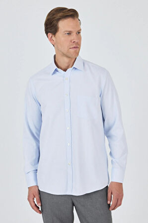 Uzun Kol Desenli Armürlü Sert Yaka cepli Pamuklu Classic Comfort Fit Gömlek 1004250183