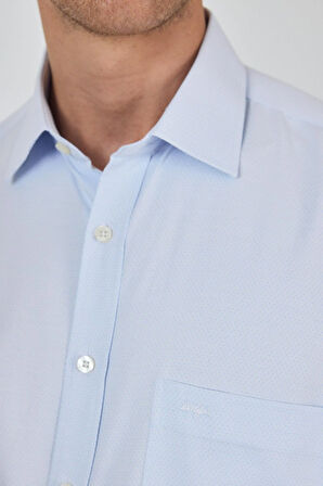 Uzun Kol Desenli Armürlü Sert Yaka cepli Pamuklu Classic Comfort Fit Gömlek 1004250183