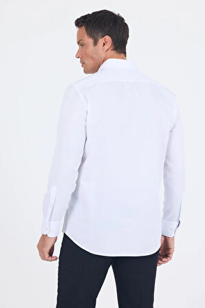 Uzun Kol Kareli Desen Armürlü Sert Yaka cepli Pamuklu Classic Comfort Fit Gömlek 1004250186