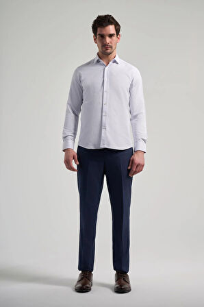 Uzun Kol Desenli Armürlü İtalyan Yaka Cepsiz Pamuklu Classic Slim Fit Gömlek 1004250196