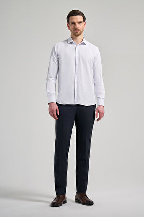 Uzun Kol Desenli Armürlü İtalyan Yaka Cepsiz Pamuklu Classic Slim Fit Gömlek 1004250196