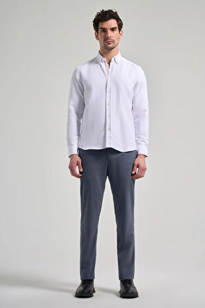 Uzun Kol Desenli Armürlü Düğmeli Yaka Cepsiz Pamuklu Casual Slim Fit Gömlek 1004250206