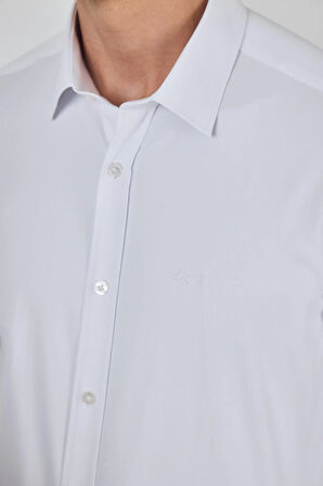 Uzun Kol Düz Bez Ayağı Sert Yaka Cepsiz Pamuklu Classic Slim Fit Gömlek 1004250211