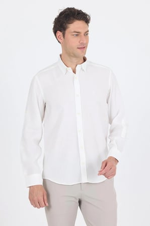 Beyaz Kısalabilir Kol Smart Biritli Yaka Cepsiz  Slim Fit  Gömlek 1004250224