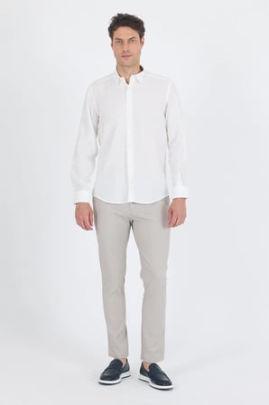 Beyaz Kısalabilir Kol Smart Biritli Yaka Cepsiz  Slim Fit  Gömlek 1004250224