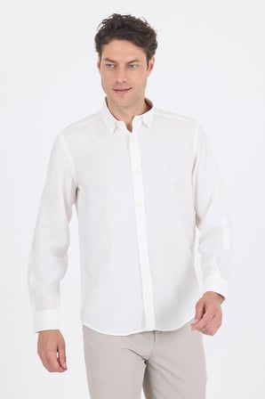 Beyaz Kısalabilir Kol Smart Biritli Yaka Cepsiz  Slim Fit  Gömlek 1004250224
