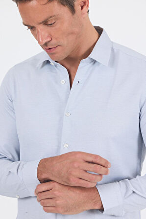 Siyah Uzun Kol Sert Yaka Cepsiz  Slim Fit Pamuklu Gömlek 1004250225