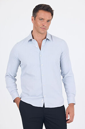 Siyah Uzun Kol Sert Yaka Cepsiz  Slim Fit Pamuklu Gömlek 1004250225