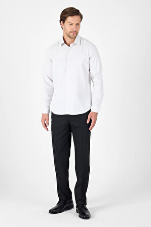 Bej Uzun Kol Sert Yaka Cepsiz  Slim Fit Pamuklu Gömlek 1004250225