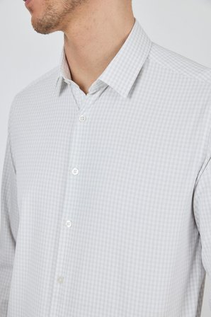 Beyaz Sert Yaka Cepsiz Gabardin Uzun Kol Slim Fit Esnek Gömlek 1004250232
