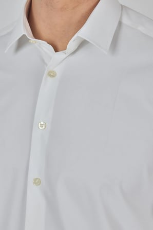 Açık Krem Sert Yaka Cepsiz Gabardin Uzun Kol Slim Fit Esnek Gömlek 1004250234