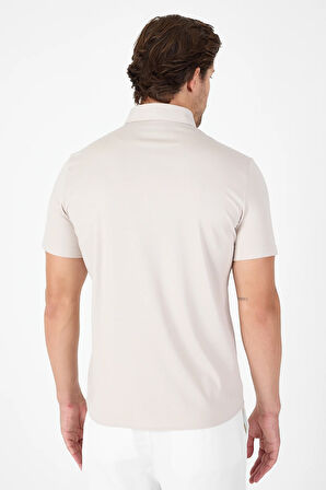 Gri Kısa Kol Düğmeli Yaka Cepsiz Performans Ürün Slim Fit  Gömlek 1004250256