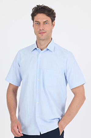 Koyu Mavi Sert Yaka Kısa Kol Cepli Comfort Fit Cls Gömlek 1004250257