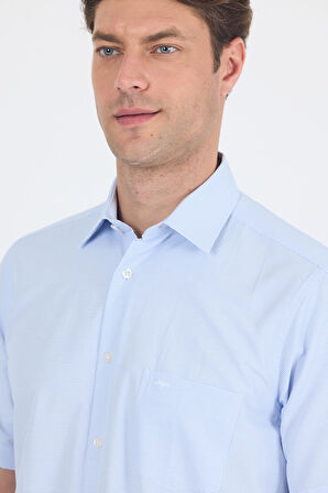 Koyu Mavi Sert Yaka Kısa Kol Cepli Comfort Fit Cls Gömlek 1004250257