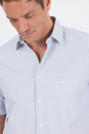 Siyah Sert  Yaka Kısa Kol Cepli  Comfort Fit Cls Gömlek 1004250259