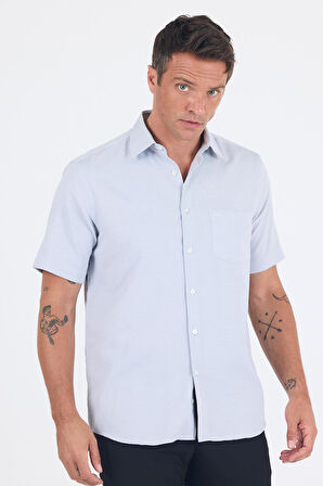 Siyah Sert  Yaka Kısa Kol Cepli  Comfort Fit Cls Gömlek 1004250263