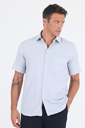 Siyah Sert  Yaka Kısa Kol Cepli  Comfort Fit Cls Gömlek 1004250263