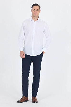 Beyaz Klasik Yaka Uzun Kol Cepsiz Comfort Fit Classic Pamuklu Gömlek Gömlek 1004250287