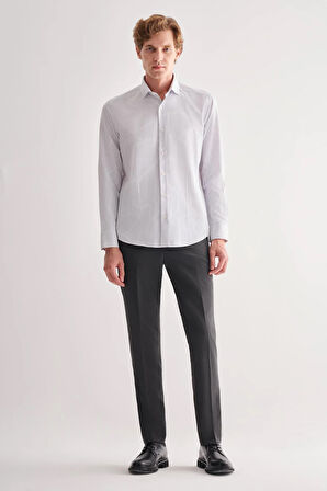 Beyaz Yarım İtalyan Yaka Uzun Kol Cepsiz  Slimfit Fit Classic Gömlek 1004255162