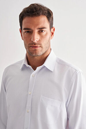 Beyaz Sert Yaka Uzun Kol Cepli Comfort Fit Classic Gömlek 1004255164