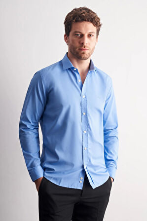 Saks Yarım İtalyan Yaka Uzun Kol Slim Fit Pamuklu Gömlek 1004255180