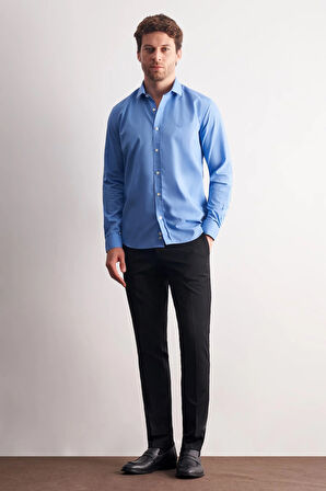 Saks Yarım İtalyan Yaka Uzun Kol Slim Fit Pamuklu Gömlek 1004255180