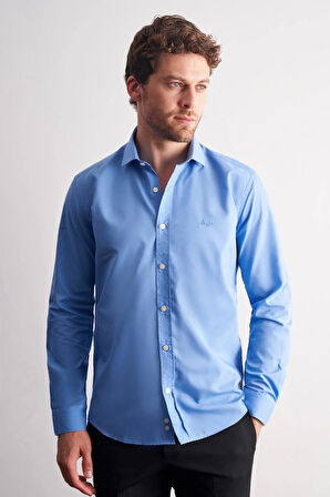 Saks Yarım İtalyan Yaka Uzun Kol Slim Fit Pamuklu Gömlek 1004255180