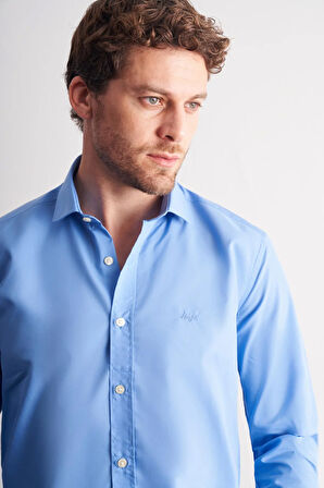 Saks Yarım İtalyan Yaka Uzun Kol Slim Fit Pamuklu Gömlek 1004255180