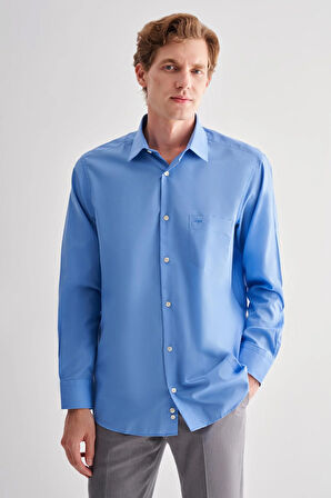 Saks Sert Yaka Uzun Kol Easy To Iron Comfort Fit Pamuklu Gömlek 1004255182