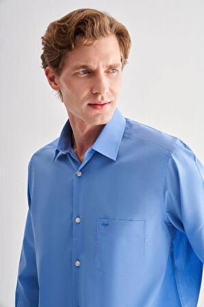 Saks Sert Yaka Uzun Kol Easy To Iron Comfort Fit Pamuklu Gömlek 1004255182