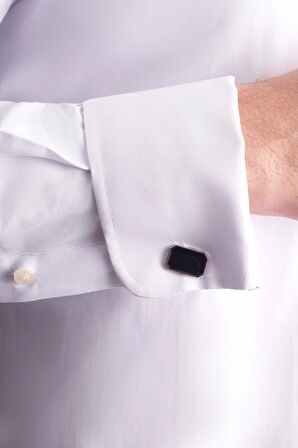 Beyaz Uzun Kol Ata Yaka Düz Pamuklu Slim Fit Gömlek 1004255215